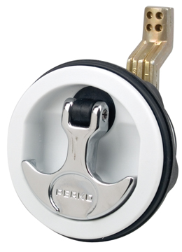 T-HANDLE White/Chrome Flush Lock, Offset Cam Bar Adj. 3/4"- 2-3/8", Carded