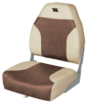 DELUXE MID BACK FOLD-DOWN BOAT SEAT-Sand/Brown Vinyl