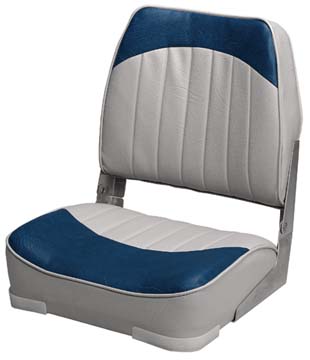 PROMOTIONAL LOW-BACK FOLD-DOWN BOAT SEAT-Gray/Navy Vinyl